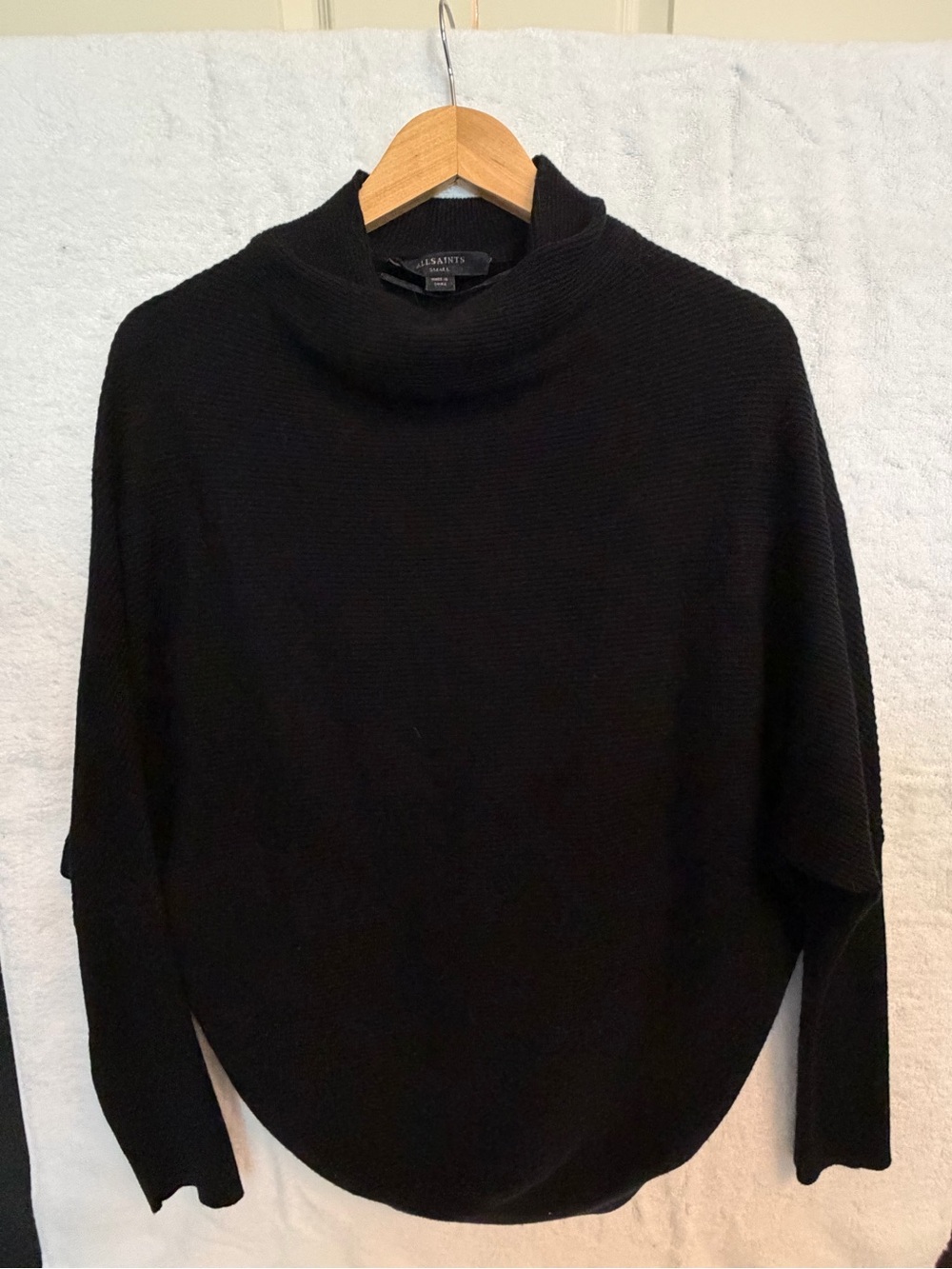 All Saints Black Funnelneck Oversized Sweater